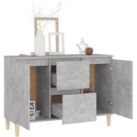 Buffet de Cuisine en Bois d'Ingénierie 101x35x70 cm, Meuble Rangement avec Finition Béton Gris, Enfilade Moderne pour Salle à Manger et Salon (1/5)