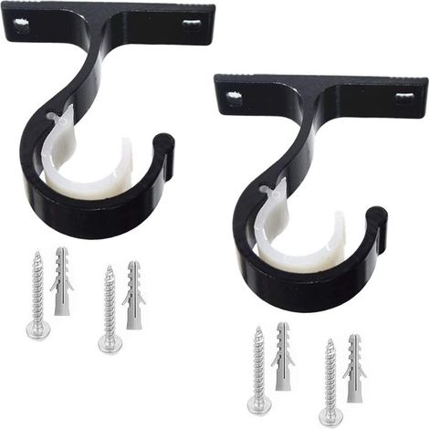 2 Pièces - Support Tringle Rideau - Alliage Aluminium - Pour Tringle 28mm - Fixation Murale Robuste 30kg - Salon Chambre Cuisine - Noir - 8,3x7,5cm (1/5)