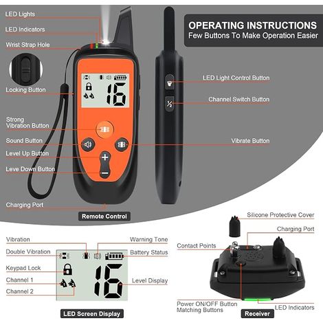 Dog Training Collar with Remote Control - Educational Collar with Sound, Vibration, Safety Lock (1/4)