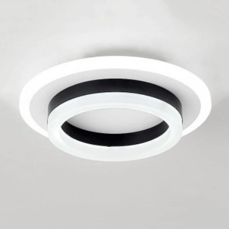AUTRUCKER Plafonnier LED encastré simple, plafonnier en acrylique, luminaire d'intérieur, rond, noir, tricolore [montage encastré] (1/5)