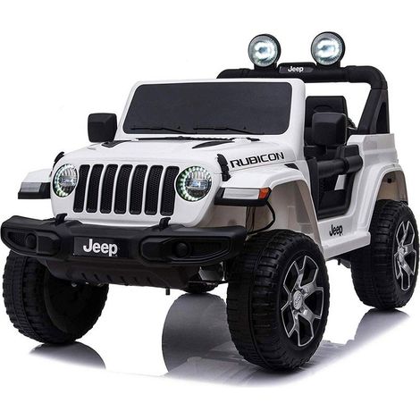 Jeep Rubicon Bianco Macchina Elettrica a Batteria 12 V Telecomando