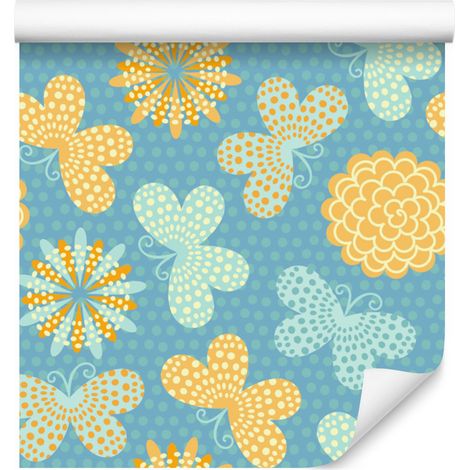 Papier peint papillons et fleurs pour salon et chambre 50x1000 cm (1/5)