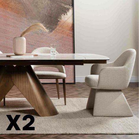 Fauteuil de table beige à assise rembourrée (lot de 2) TREVI (1/5)