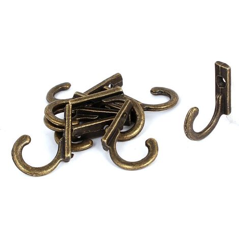 10 pcs Badezimmer-Zubehör Robe Mantel Hut Metall Einzelhänger Haken Bronzeton 28mm x 6mm Handtuchhak (1/2)