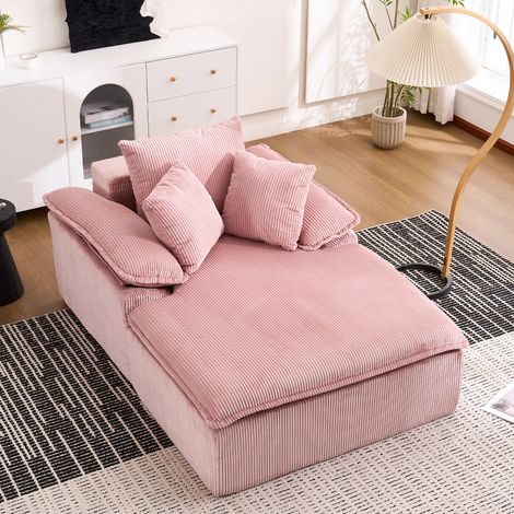 Neche – Canapé droit rose 177x122x92cm – Mousse haute densité – Conception sans cadre – Velours côtelé moderne – Capacité 200kg – Pour salon ou bureau