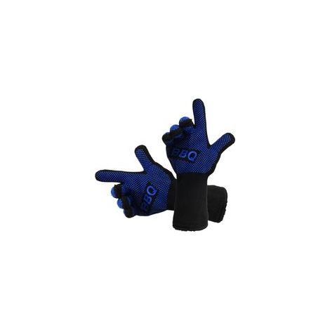 Paire de gants barbecue anti-chaleur 800 °C, bleu, 30 cm – (1/5)