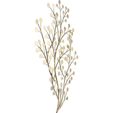EGLO LIVING Wanddeko Chikuma, elegantes 3D Wandbild im Blatt-Design, Wandobjekt aus Metall in Messing, Wand Deko für Wohnzimmer und Schlafzimmer, Wanddekoration 56 x 80 cm