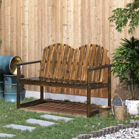 Gartenbank für 2 Personen, rustikales Design, Tannenholz, 114x63x86 cm