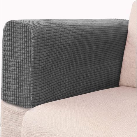 (Dark Grey) Set of 2 Sofa Armrest Covers, Elastic Armrest Covers for Armchairs, Stretchable and Non-Slip Sofa Armrest Protectors for Armchairs and Sofas, Reclining Armchairs (1/5)