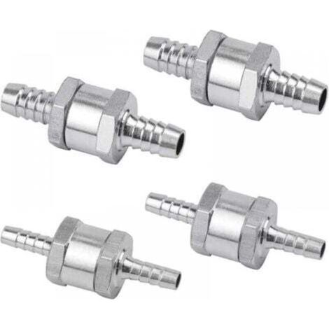 Set de 4 Clapet Anti-retour Gasoil 6/8/10/12mm, Valve à Carburant en Alliage d'aluminium avec Flèche pour pour Essence Diesel Voiture Bateau Moto