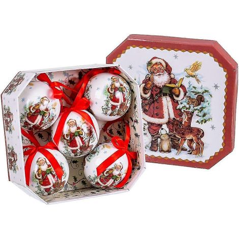 Boules de Noël multicolores en papier et polystyrène, Père Noël, 7,5 x 7,5 x 7,5 cm (5 unités) (1/2)