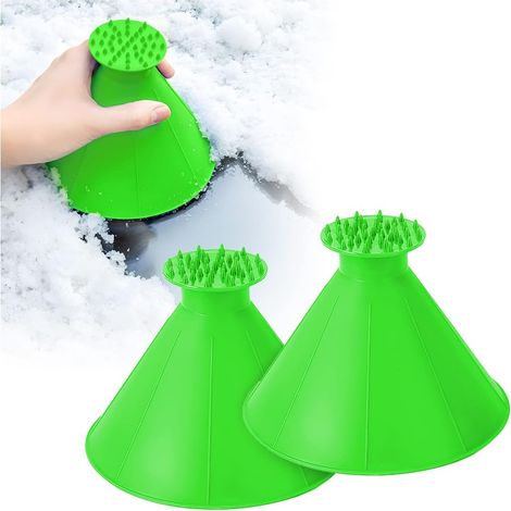 2 pezzi Raschietti per ghiaccio rotondi, Raschietto per ghiaccio universale per auto, Pala da neve per pulizia multifunzionale, Accessori per auto, per SUV, Parabrezza per auto (verde)