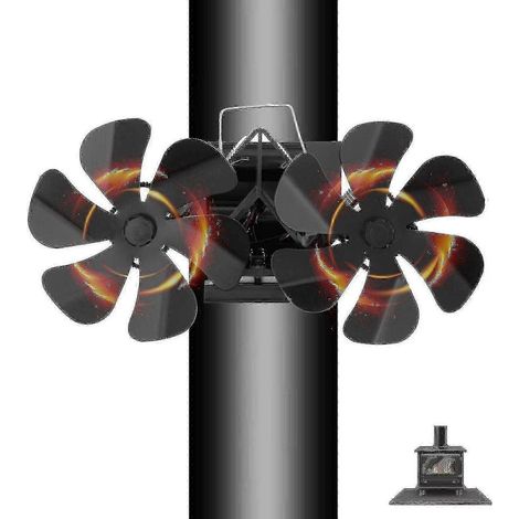 Ventilateur de cheminée silencieux à double tête et 12 pales pour poêle à bois (1/4)