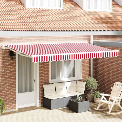 Markisenersatzstoff Rot und Weiß 4 x 2 m Polyester (1/5)