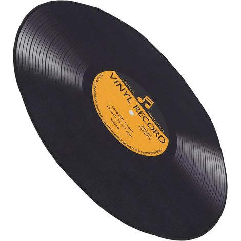 Tapis de Sol Rond Vinyle Noir 80 Cm Antidérapant Style Musique Années 80, Tapis Vintage Disque Vinyle pour Salon, Bureau et Chambre à Thème Musical (1/5)