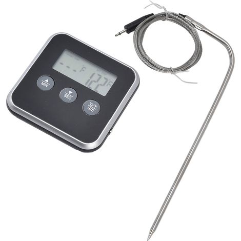 Intelligentes digitales Lebensmittelthermometer für Backofen, Grillsonde, Temperaturanzeige, schwarz (Batterie nicht enthalten) (1/5)
