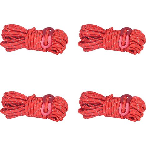 4Pcs 4mm Corde de Tente Réfléchissante Corde de Camping Légère Haute Résistance pour Camping en Plein Air Hamacs Rouge (1/5)