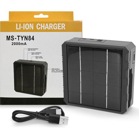 Intelligentes Solarladegerät für 18650-Lithium-Akkus, multifunktionales Outdoor-Ladegerät mit vier USB-C-Anschlüssen (1/5)
