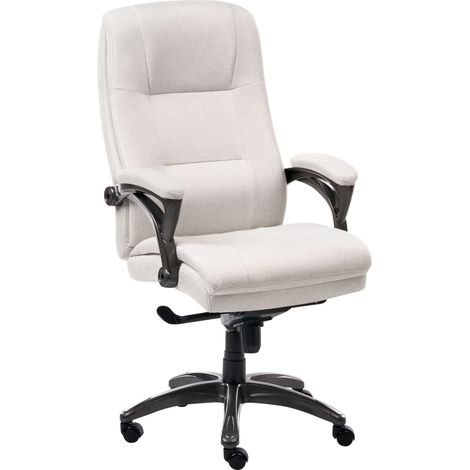 Sedia direzionale da ufficio Imbottitura spessa Lino beige chiaro Magnus