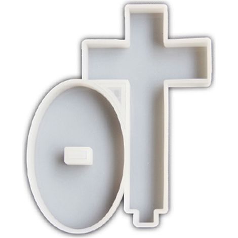 Moule En Silicone Forme Croix - Pour Plâtre Et Résine Époxy - 18 X 14 Cm - Blanc - 1 Pièce (1/5)