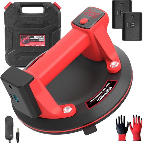 8'' Ventouse Carrelage avec 2x3000mAh Batterie, D'un Écran LCD Ventouse Electrique, D'une Fonction de Remplissage Automatique, Capacité de Charge Max 200 kg, Adapté au Verre et au Carrelage, 1PCS