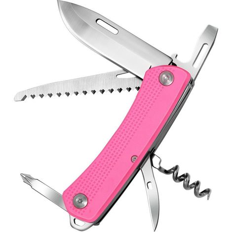 Couteau de poche 7-en-1 Rose Acier inoxydable Multitool pour Camping & Outdoor