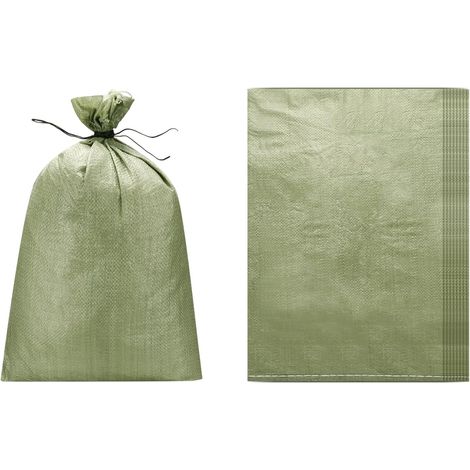 Lot de 10 sacs de sable robustes (50 x 75,2 cm, gris) (10 pièces), sacs de sable vides en polypropylène tissé, sacs de sable pour inondation, construction, sacs de terre (1/5)