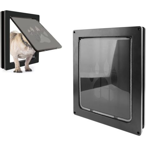 Porte à rabat pour chien – Panneaux épais et solides – Pour mur intérieur et extérieur – Dimensions 26 x 7,5 x 35 cm – Couleur noire (1/5)