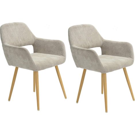 MEUBLE COSY Lot de 2 Chaise de Salle à Manger Scandinave Fauteuil de Salon Cuisine Bureau, Beige, 56x56x78cm (1/5)