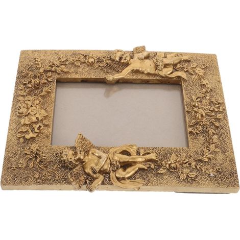 Cadre Photo Carré Vintage Résine Décoration Intérieure Rétro Présentoir Photo Doré Style Ancien pour Table (1/5)