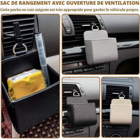 3 Pièces Boîte de Rangement de Voiture Poche Organisateur de Sortie d'Aération Sac de Rangement Intérieur de Voiture Pour Téléphone Pièces de Monnaie Clés Petits Objets (3 Couleurs) (1/4)