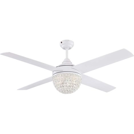 Westinghouse Lighting 72262 – Ventilatore da soffitto contemporaneo Kelcie con luce e telecomando, 132 cm, finitura bianca, paralume con gioielli di cristallo (1/4)