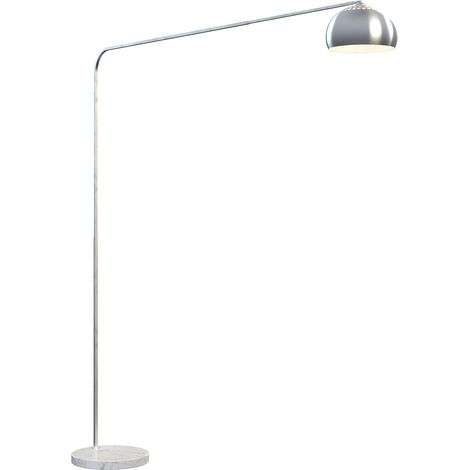Piantana Contemporanea Corner Marmo Basso Bianco Metallo Cromo 1 Luce E27