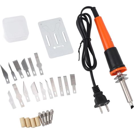 Outil électrique à Couteaux Chauds, Kit de Combustion en Bois avec 16 Lames 4 Manches de Mandrin, Chauffage Rapide, Polyvalent pour Pochoirs en Mousse en Plastique Mince Doux (Plug UE 220V 3800W) (1/5)