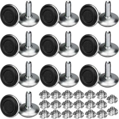 Lot de 20 pieds de meuble réglables en métal M8 x 20 mm, pieds de nivellement pour table avec écrous fraisés (1/3)