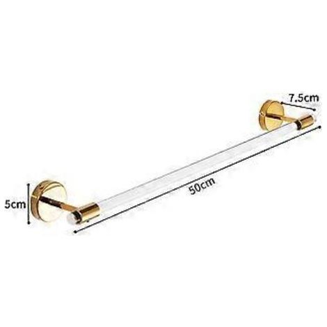 Porte-serviettes de salle de bain 50 cm, porte-serviettes en acrylique transparent, porte-serviettes mural en lucite (or brillant), porte-serviettes de salle de bain, porte-serviettes mural pour toile