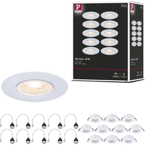 Spots encastrés kit de 10 fixe rond 90 mm GU10 max. 10x10W 230 V Blanc Luminaire encastré - luminaire sans ampoule (1/5)