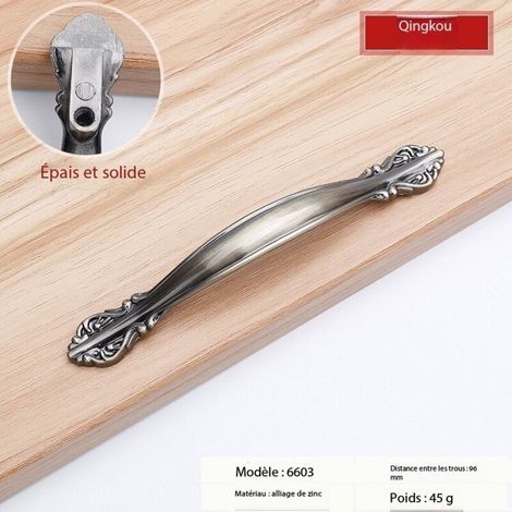 Lot de 5 poignées de placard de cuisine 3-3/4 pouces en laiton antique pour armoires et tiroirs, poignées pour portes, armoires, tiroirs, placards, cuisine, salle de bain, style européen moderne, alli (1/4)