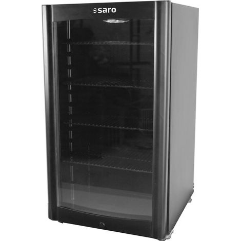 Vitrine réfrigérée noire 90L avec 4 étagères réglables et éclairage LED - Température 0/+10°C - Saro