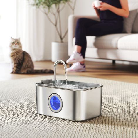 Stainless Steel Pet Water Fountain 3.2L with Filtration System and LED Indicator - Ultra-Quiet Design for Healthy Pet Hydration