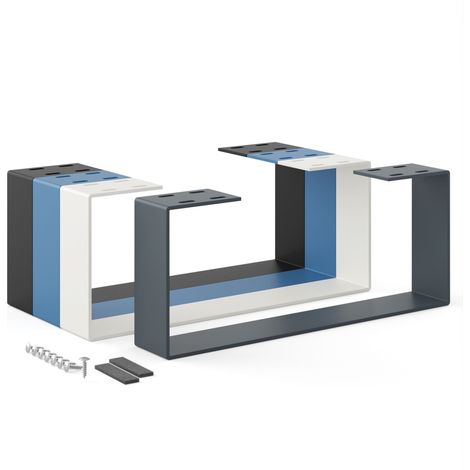 Pied de table en métal gris 50x20cm – Construction robuste en acier de 5mm – Charge jusqu'à 100kg – Installation rapide avec accessoires – Holzbrink