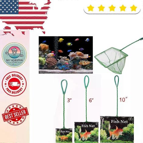 Épuisette d'aquarium avec poignée en métal - un écumeur à mailles fines adapté aux aquariums et aux bassins (1/5)