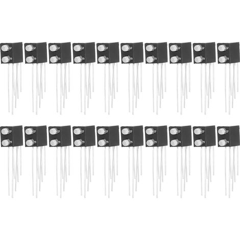 Lot de 20 douilles LED lumineuses à 2 trous, 2 couleurs, 3 broches, anode commune. Émission de lumière : rouge à gauche, vert à droite.