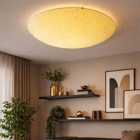 Design Decken Leuchte Glas Gelb Beleuchtung rund Strahler Lampe im Set inklusive LED Leuchtmittel