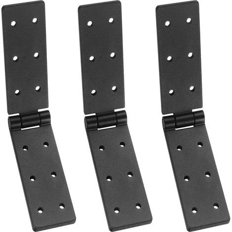 3 Pcs Charnières Pliantes Robustes de Porte, Charnière à Rabat, Bande de Meuble Noire, Charnières pour Tables, Portes de Jardin, Portes d'Armoire (1/4)