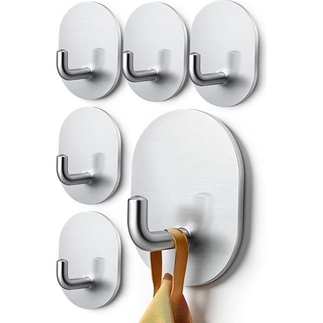 Set mit 10 selbstklebenden Edelstahl-Wandhaken – Ideal für Bad, Küche und Büro – Silber