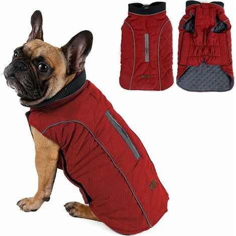 DEESSE SHOP - Hiver froid chien manteau pour animaux de compagnie veste gilet tenue chaude vêtements pour petits moyens grands chiens rouge M (1/5)
