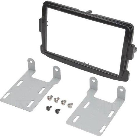 Facade autoradio 2DIN compatible avec Dacia Logan Duster Opel Vivaro Renault Trafic - Noir brillant