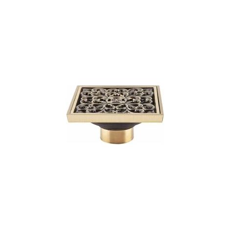 Bonde dévacuation de douche en laiton antique - Carré, Invisible - 10 cm (1/5)