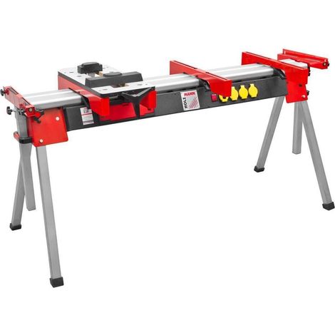 Holzmann – Support de scie à onglet universel – Charge maximale 150 kg – Longueur extensible 1500 à 2760 mm – Montage sans outil